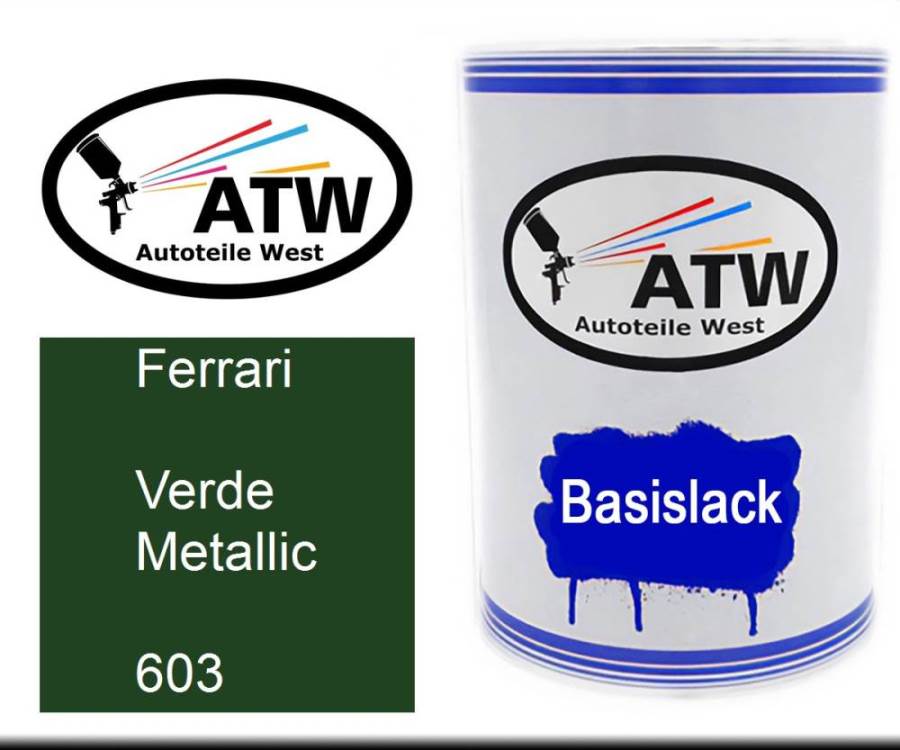 Ferrari, Verde Metallic, 603: 500ml Lackdose, von ATW Autoteile West.